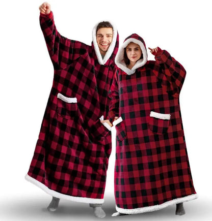 Long Hooded Winter Blanket With Sleeves