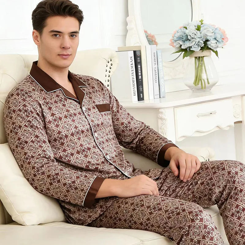 Plus Size Men's Pajamas 2PCS Sleepwear Set