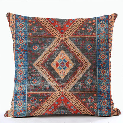 Ethnic Persian Carpet Print Linen Throw Pillow Cover