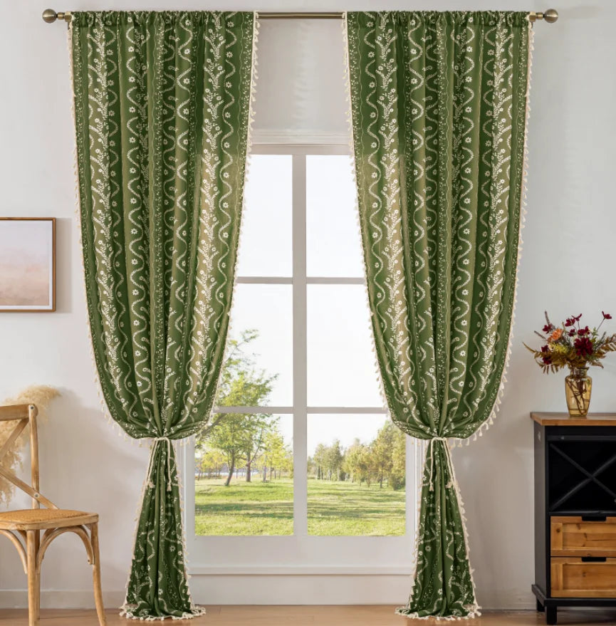 Bohemian style living room curtains