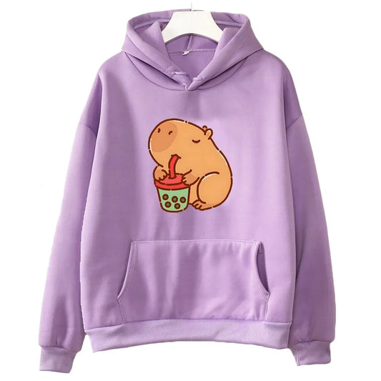 Capybara Drink Bubble Tea Hoodie