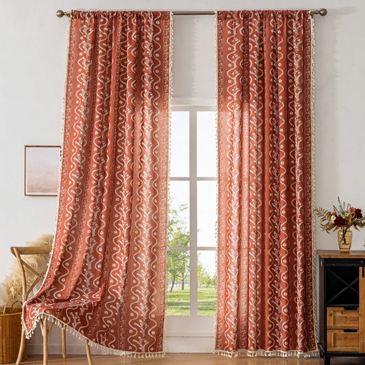 Bohemian style living room curtains