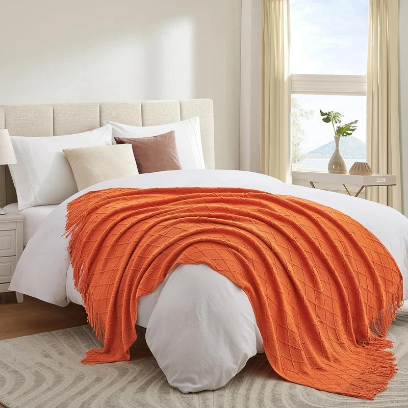 Orange Gift Knitted Throw Blankets