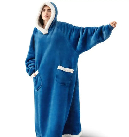 Long Hooded Winter Blanket With Sleeves