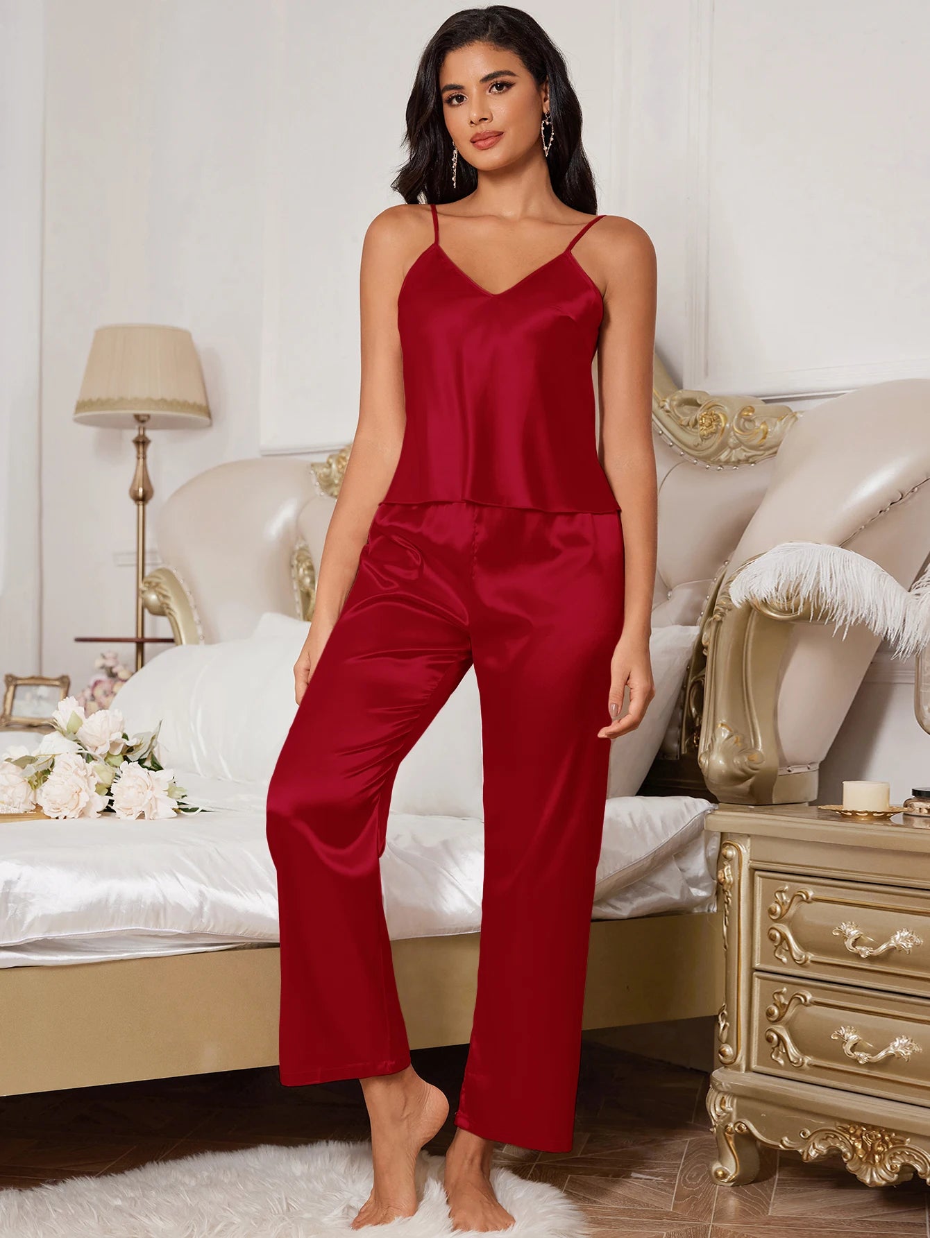 Fall new women's silk pajama set