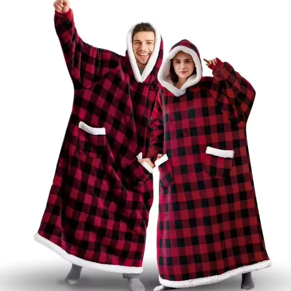 Fleece Wearable Sofa Hooded Blanket