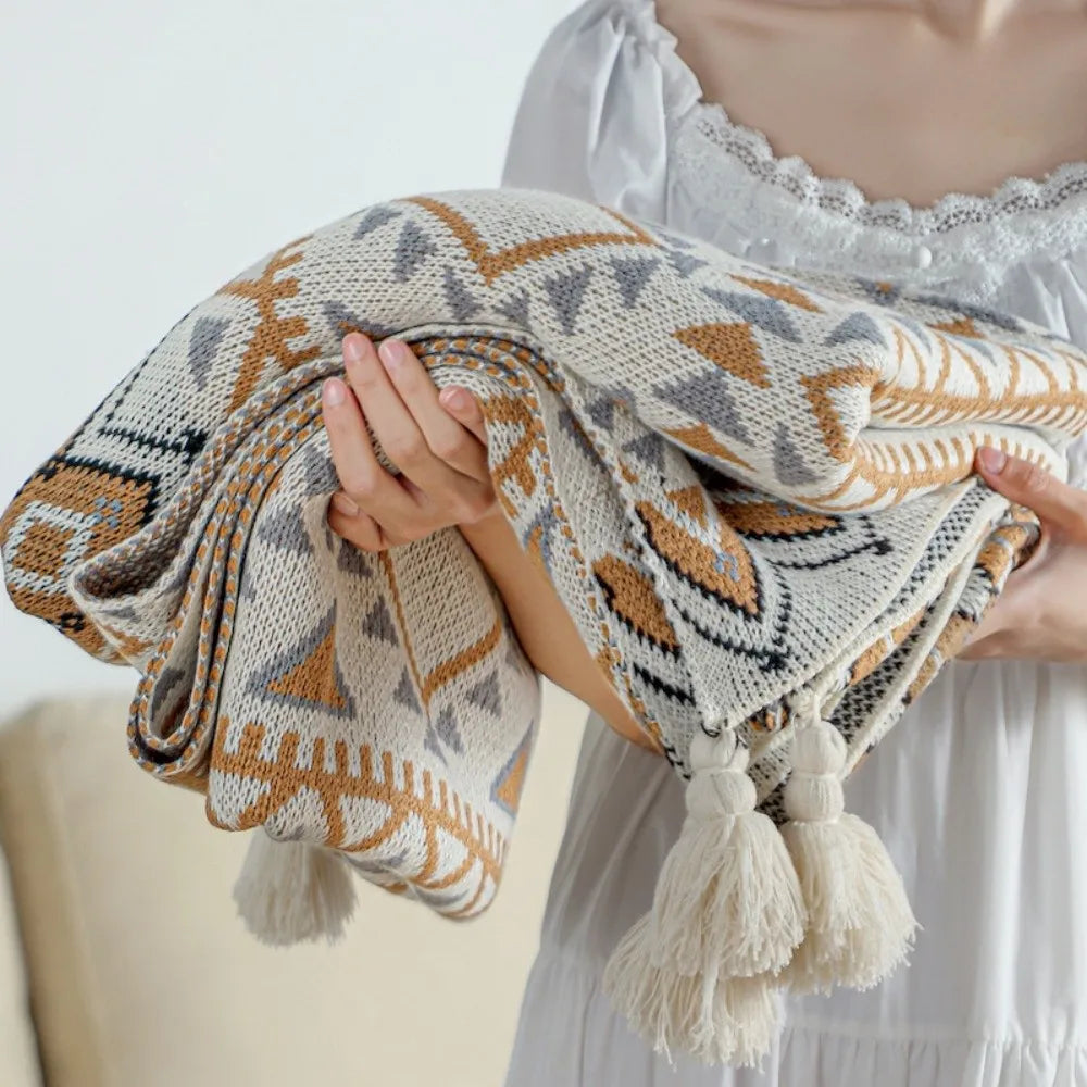Knit Boho Throw Blankets