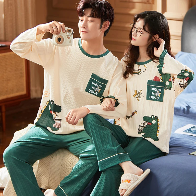 Dinosaur Cartoon Cotton Pajamas for Adults