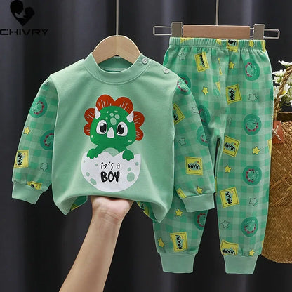 Cartoon Print Pajama Sets Long Sleeve