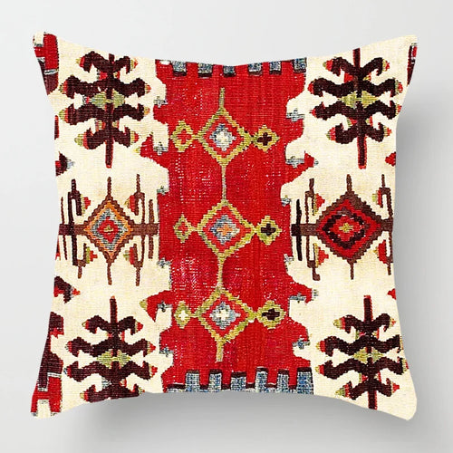 Ethnic Persian Carpet Print Linen Throw Pillow Cover