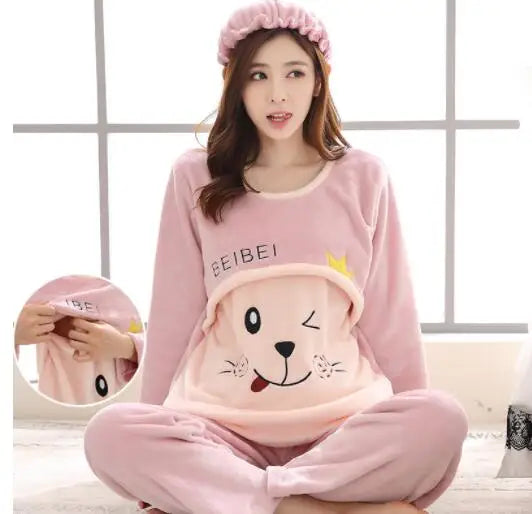 Autumn Long Sleeve flannel Maternity Clothing