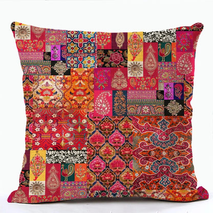 Ethnic Persian Carpet Print Linen Throw Pillow Cover