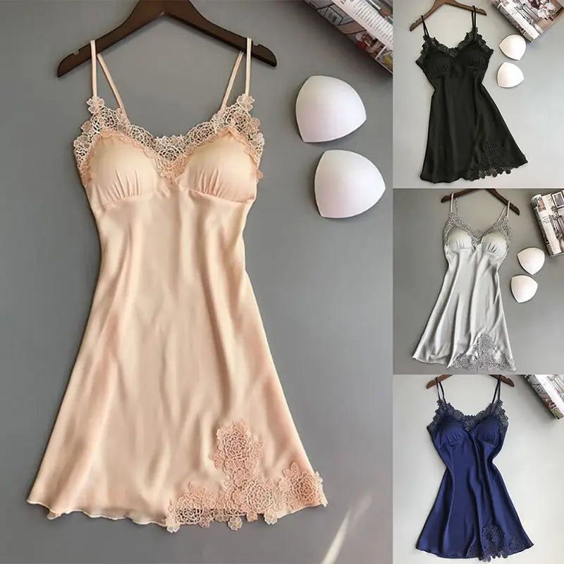 Sexy Pajamas Women's Silk Suspender Nightdress