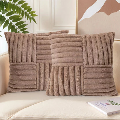2pcs Artificial Plush Throw Pillow Covers