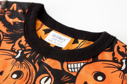 Kids Pumpkin Print Cotton Pajama Set