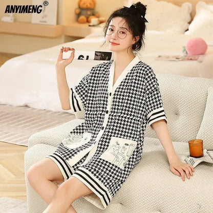 Women's Cotton Kimono Style Summer Pajamas