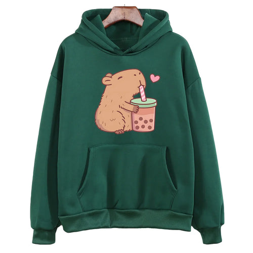 Kawaii Bubble Tea Capybara Hoodie