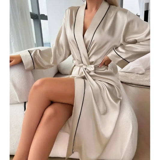 Solid Color Long Ice Silk Pajama