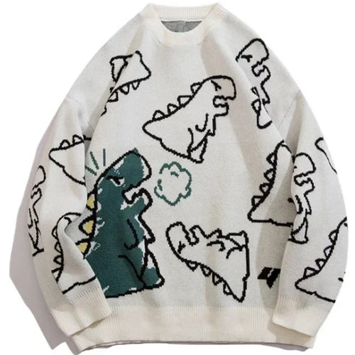 Harajuku Style Knitted Dinosaur Sweater