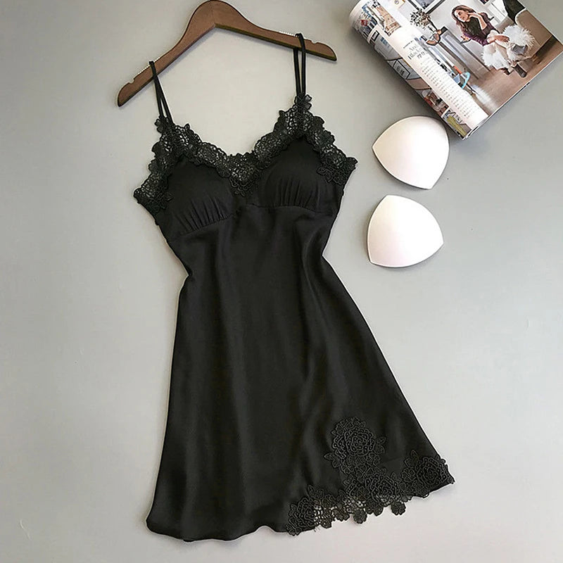 Sexy Pajamas Women's Silk Suspender Nightdress