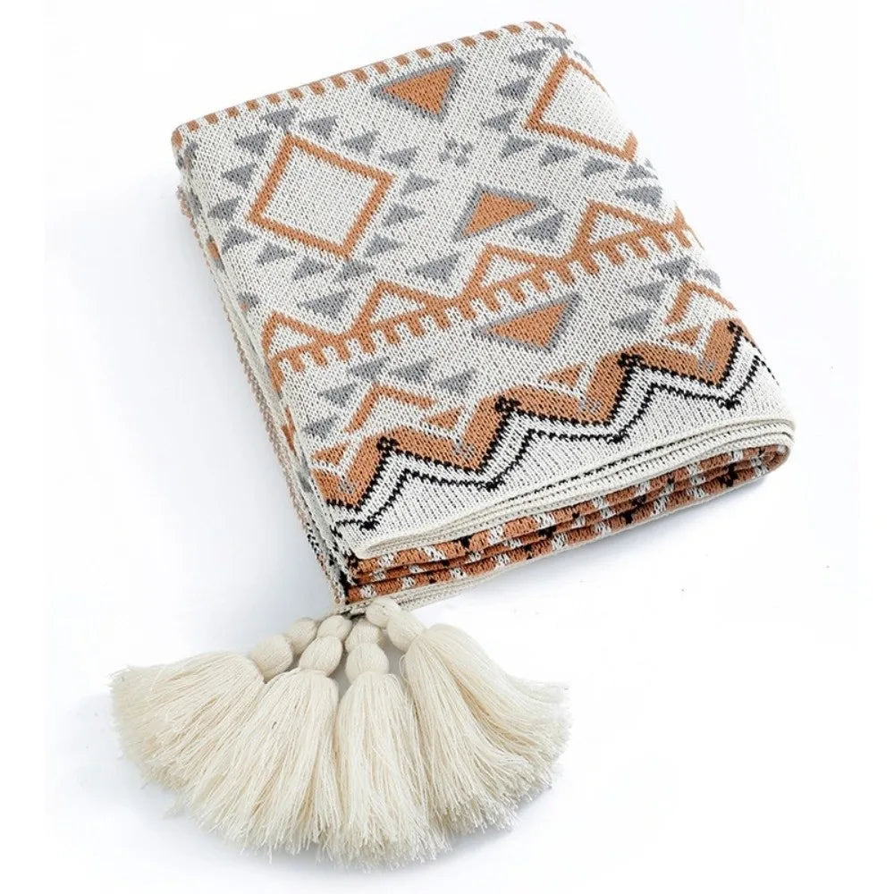 Knit Boho Throw Blankets