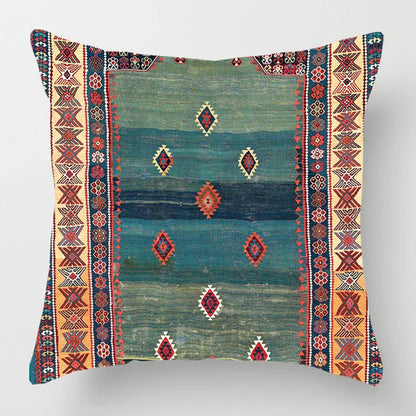 Ethnic Persian Carpet Print Linen Throw Pillow Cover