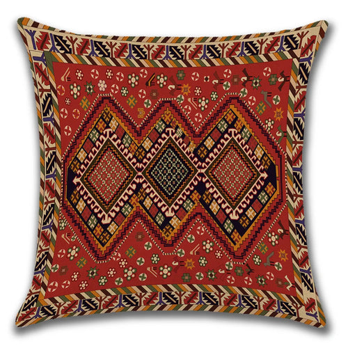 Ethnic Persian Carpet Print Linen Throw Pillow Cover