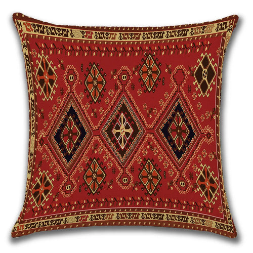 Ethnic Persian Carpet Print Linen Throw Pillow Cover