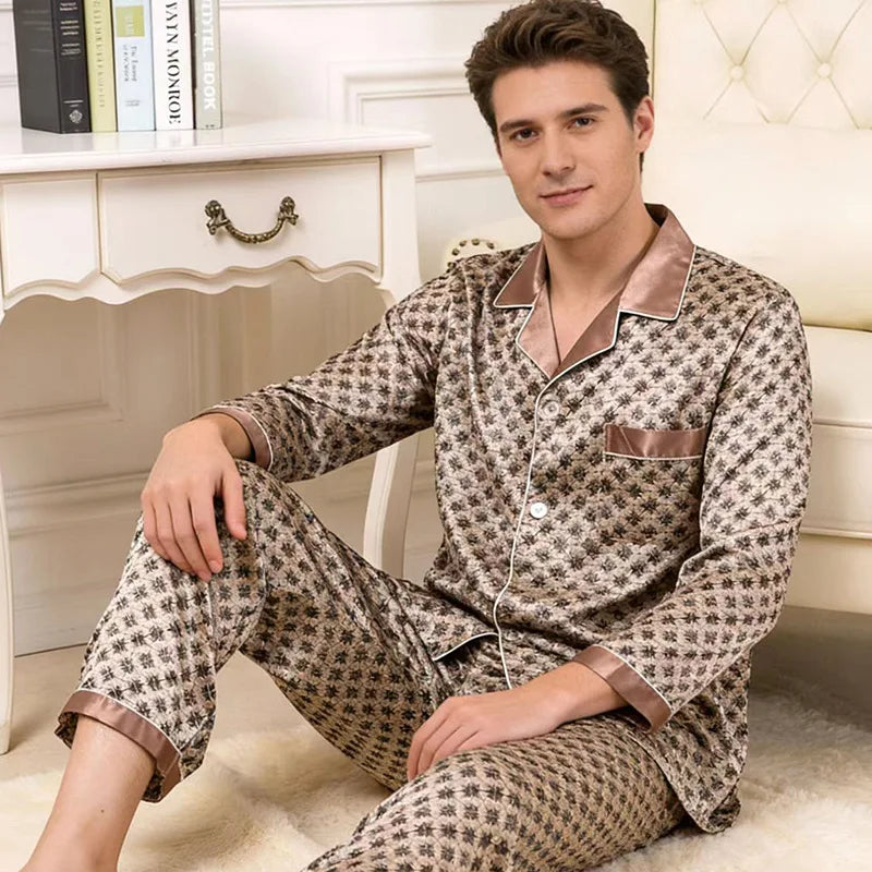 Plus Size Men's Pajamas 2PCS Sleepwear Set