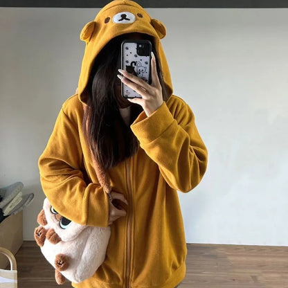 Deeptown Kawaii Oversized Zip Up Hoodies for Women