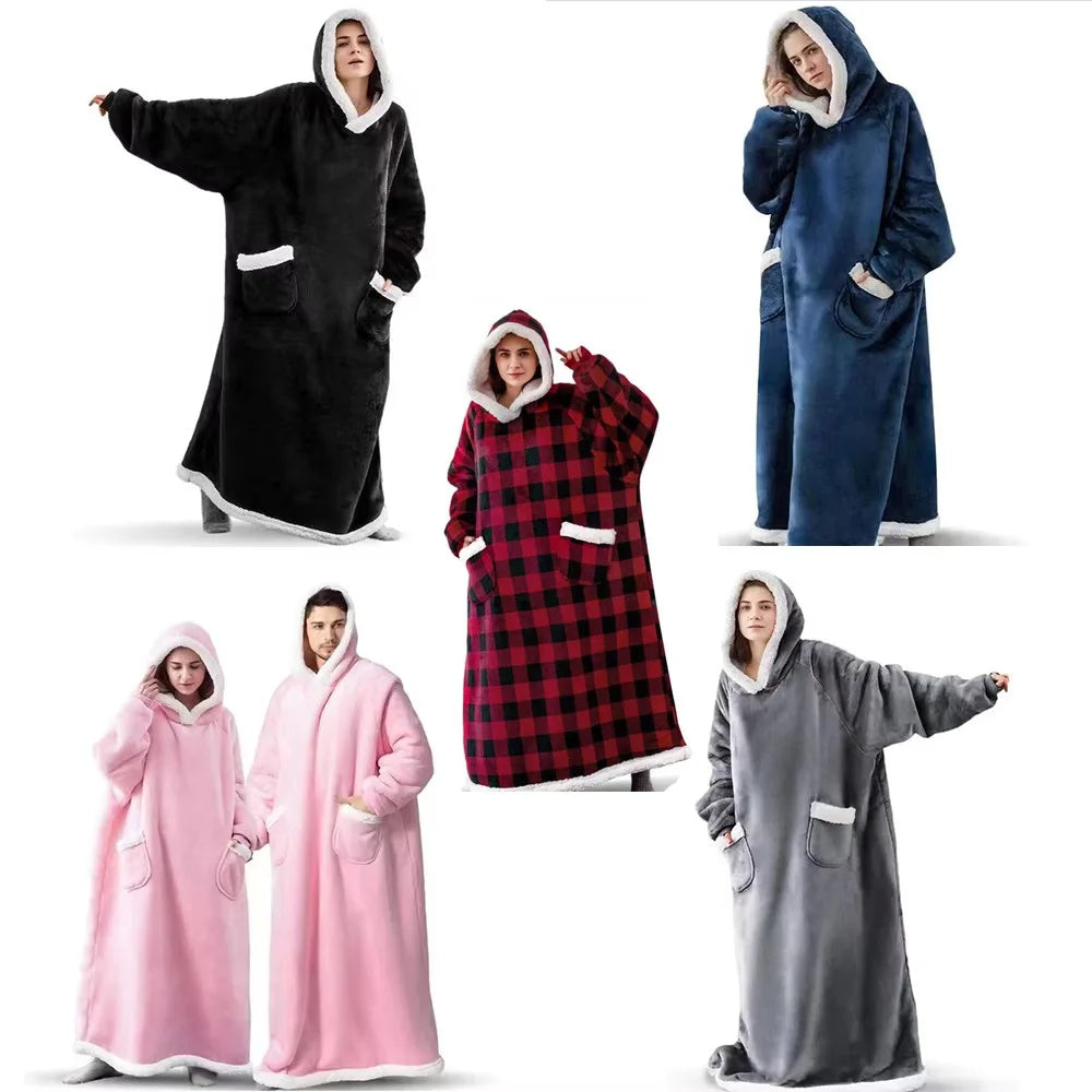 Fleece Wearable Sofa Hooded Blanket