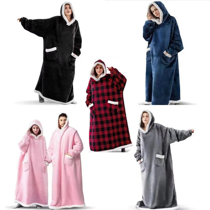 Fleece Wearable Sofa Hooded Blanket