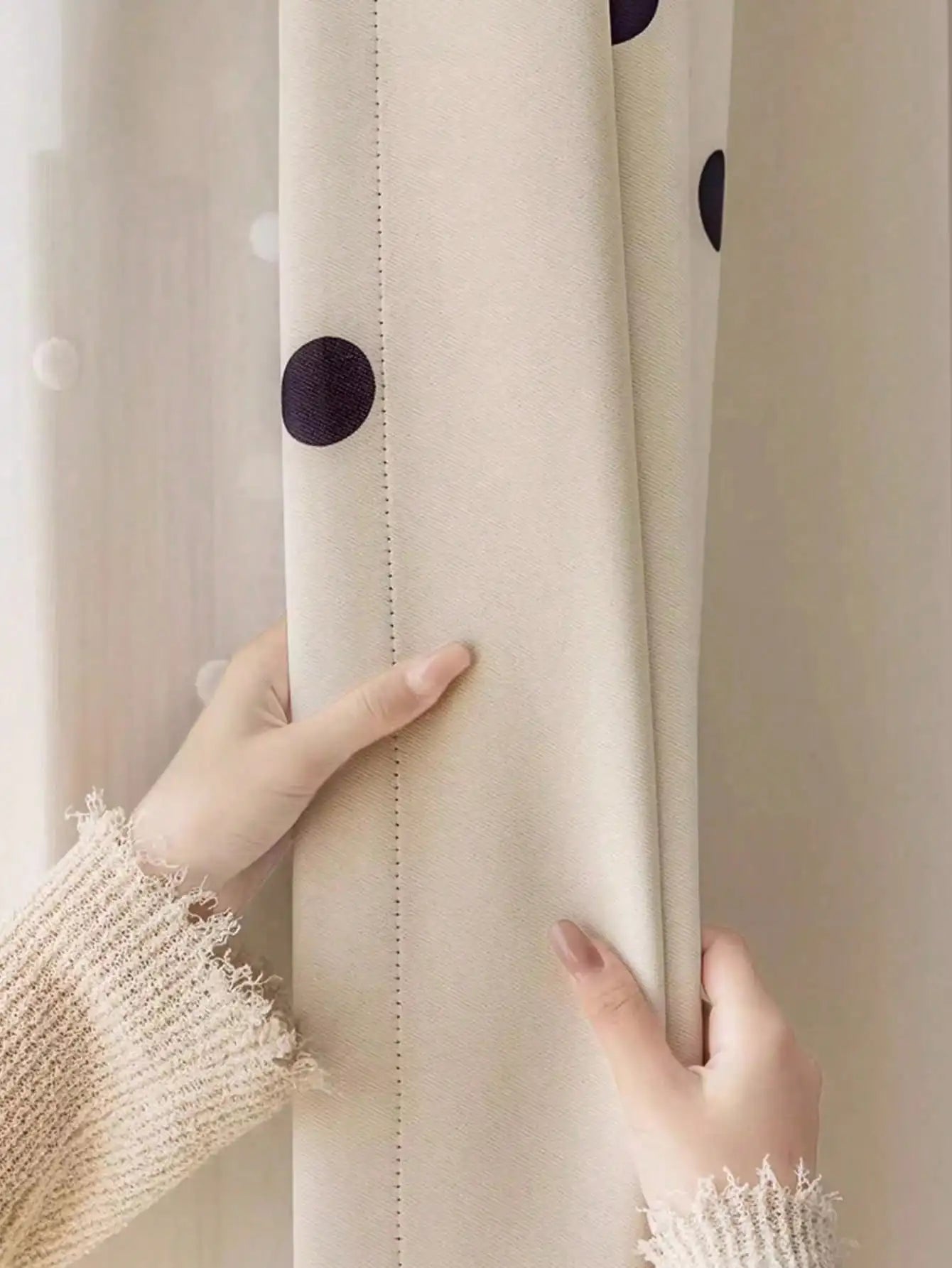 Black polka dot print Blackout Curtain