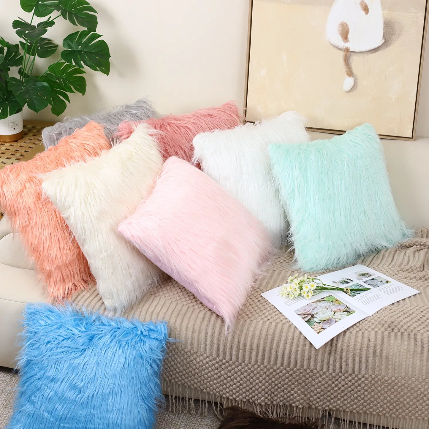 2 Piece White Plush Pillowcase