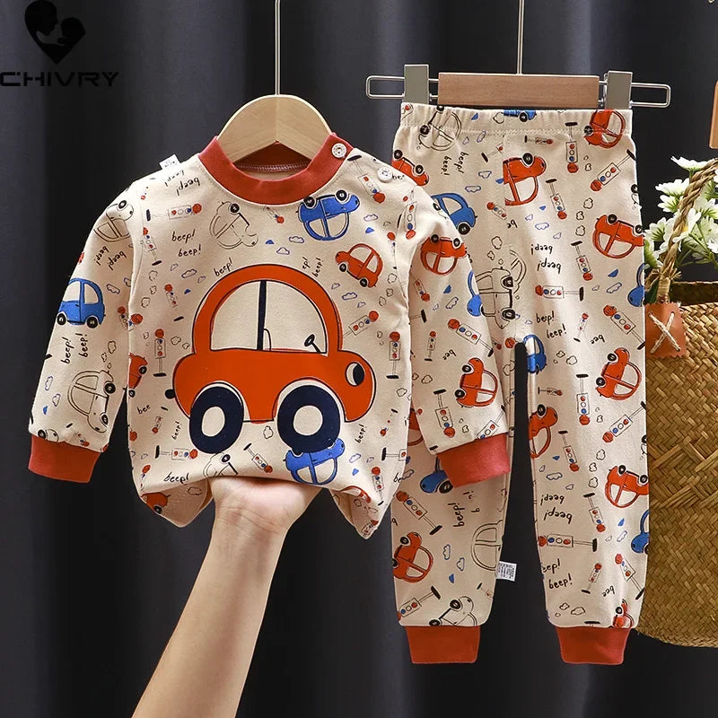 Cartoon Print Pajama Sets Long Sleeve