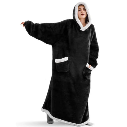 Long Hooded Winter Blanket With Sleeves