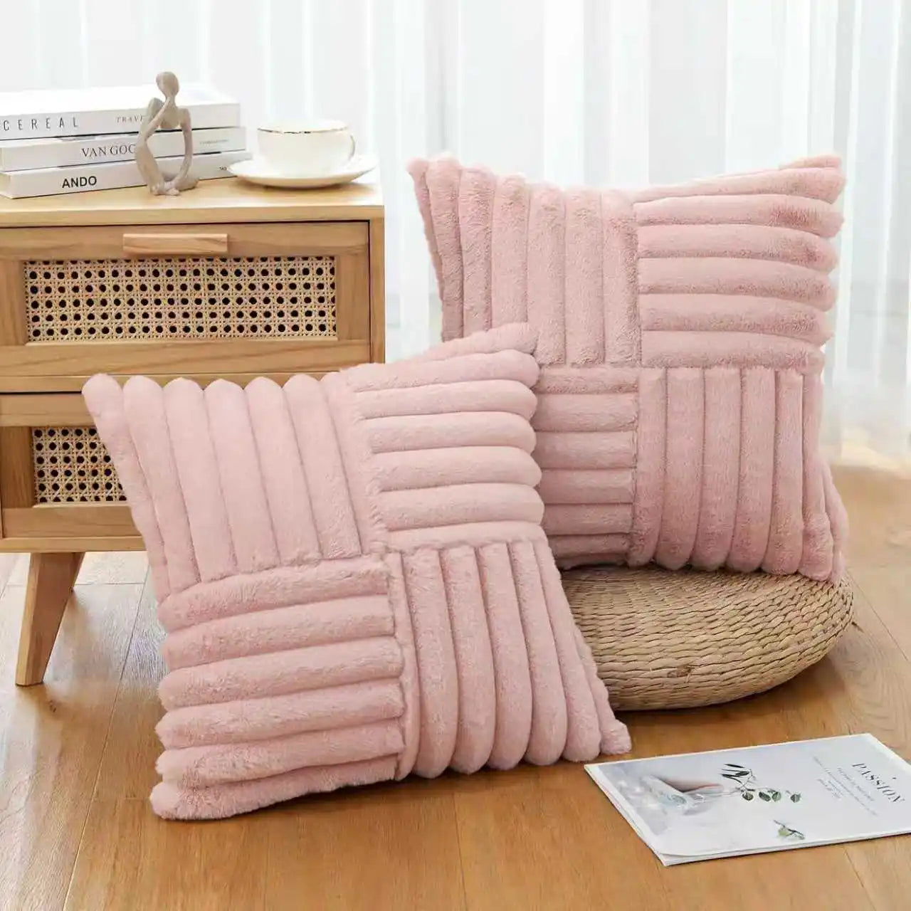 2pcs Artificial Plush Throw Pillow Covers