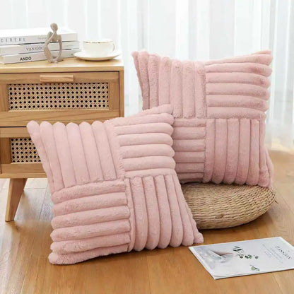 2pcs Artificial Plush Throw Pillow Covers