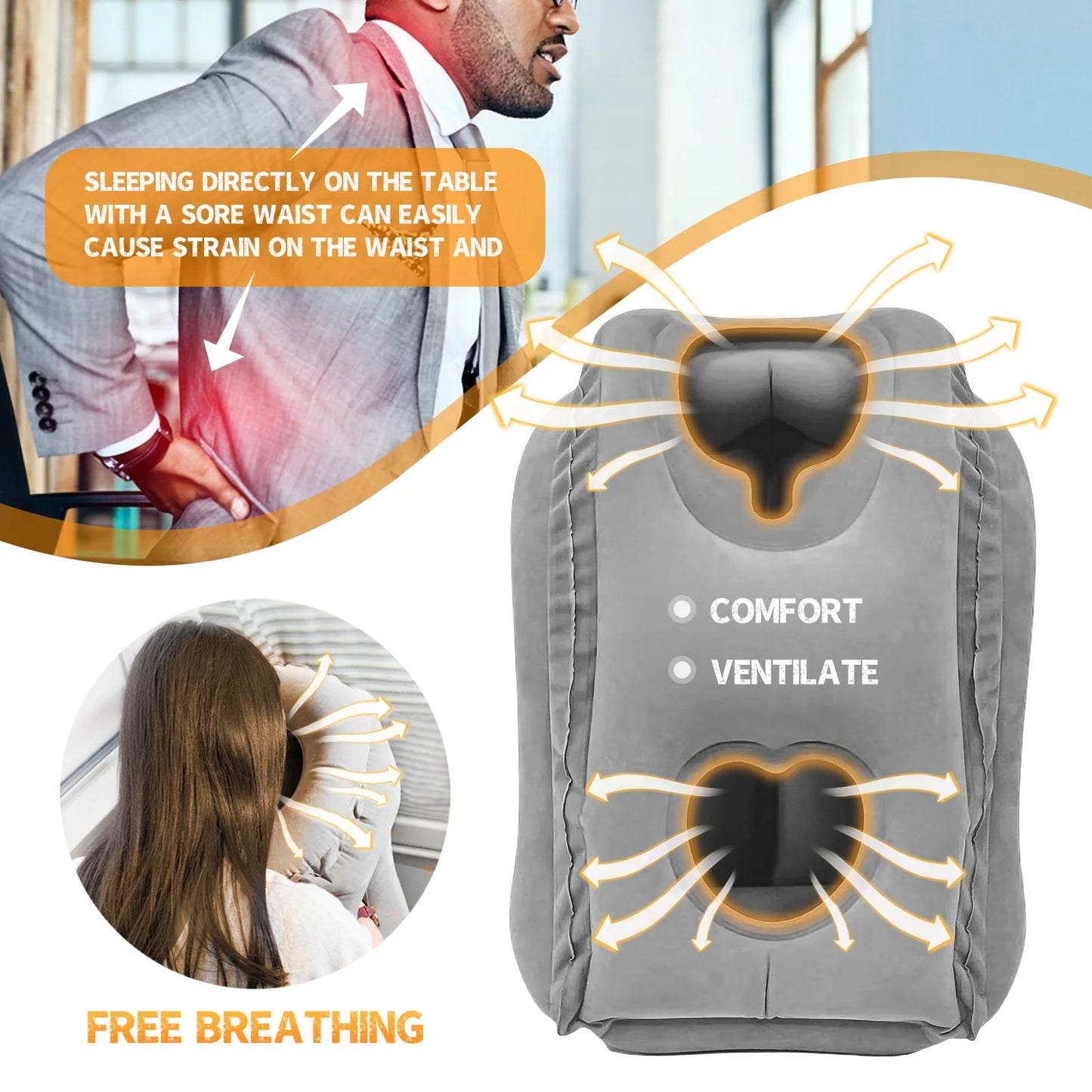 1pc Inflatable Travel Pillow