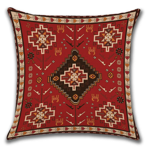 Ethnic Persian Carpet Print Linen Throw Pillow Cover