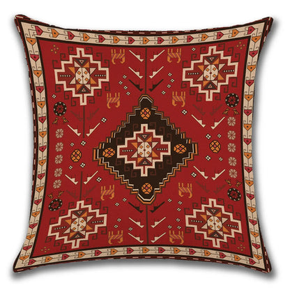 Ethnic Persian Carpet Print Linen Throw Pillow Cover