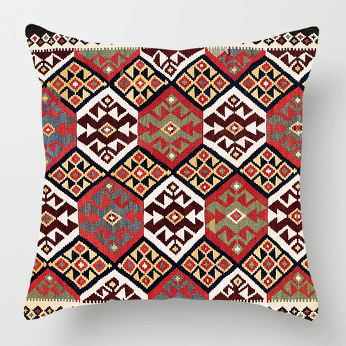 Ethnic Persian Carpet Print Linen Throw Pillow Cover