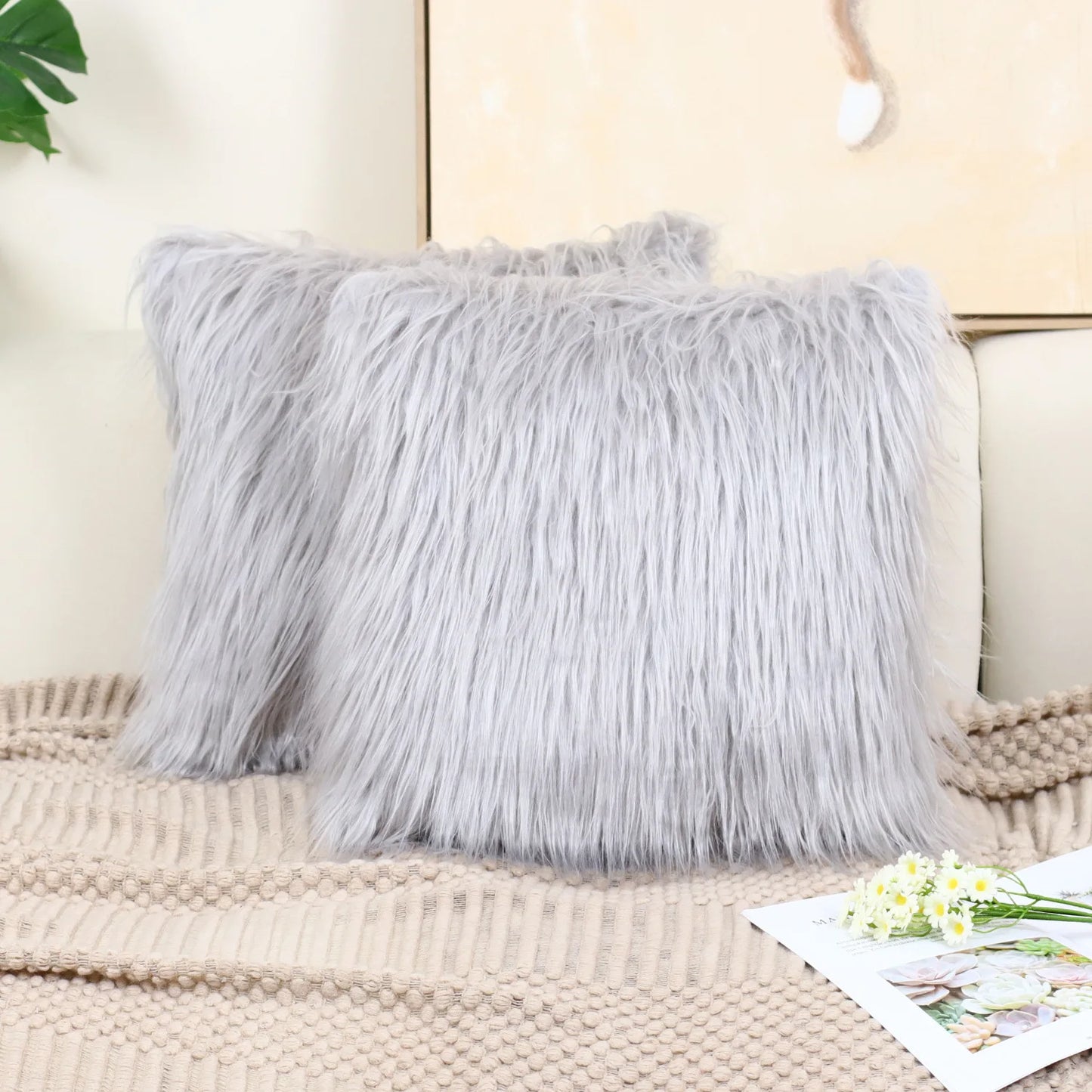 2 Piece White Plush Pillowcase