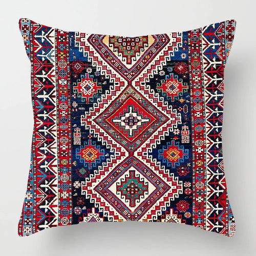 Ethnic Persian Carpet Print Linen Throw Pillow Cover