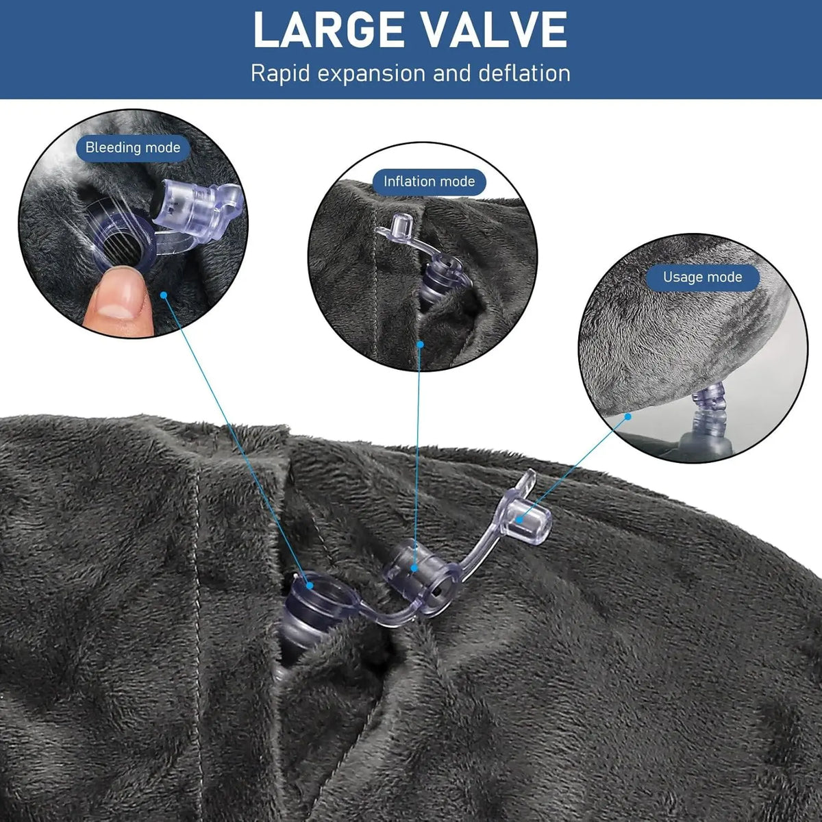 Inflatable Travel Pillow with Soft Velvet Cover