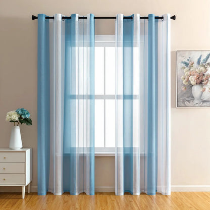 Stripped Window Sheer Curtain Bedroom Curtains