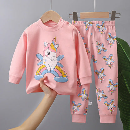 Cartoon Print Pajama Sets Long Sleeve