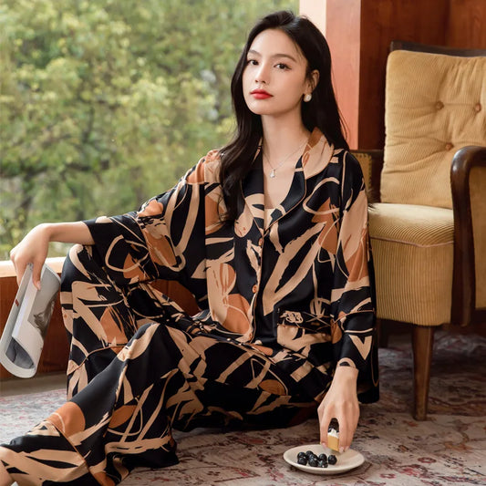 Premium Women's Ice Silk Pajama Set