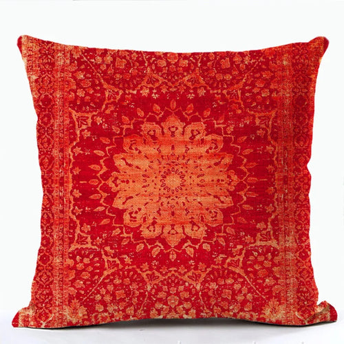 Ethnic Persian Carpet Print Linen Throw Pillow Cover