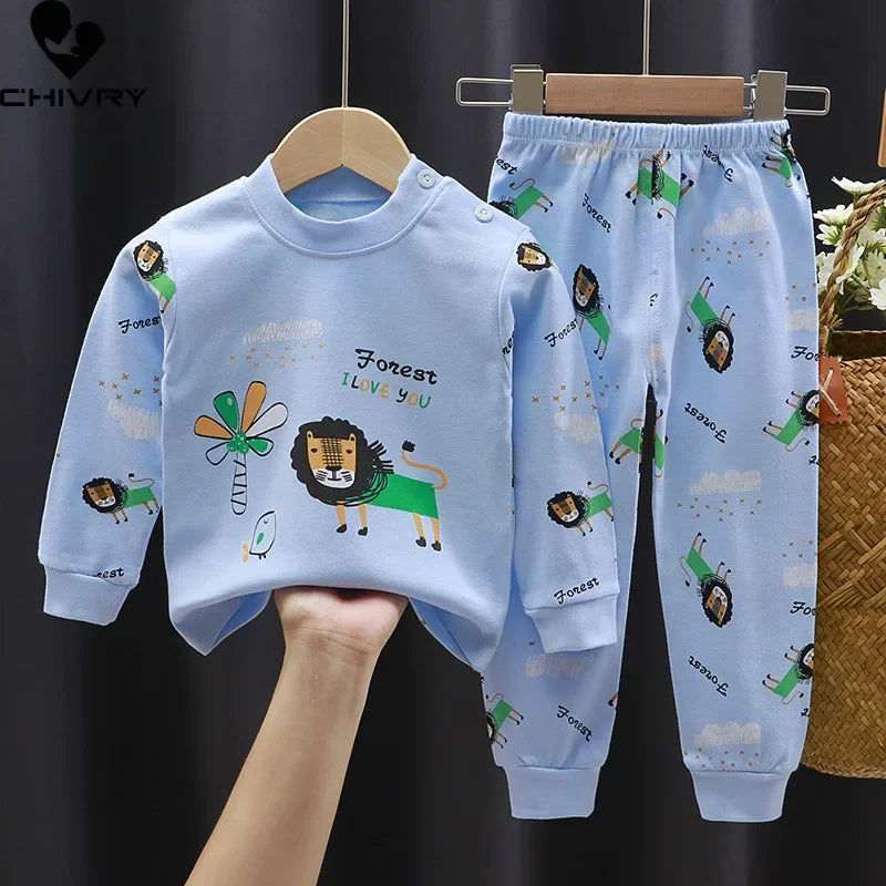 Cartoon Print Pajama Sets Long Sleeve